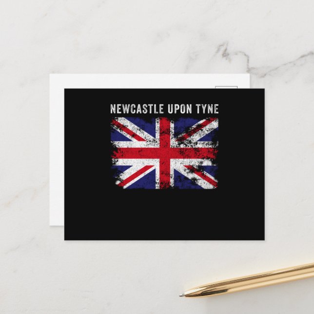 Postal Newcastle Upon Tyne UK Flag England Souvenir (Anverso/Reverso In Situ)