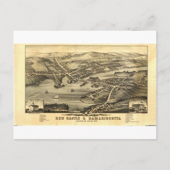 Postal Newcastle y Damariscotta, Maine en 1878 (Anverso)
