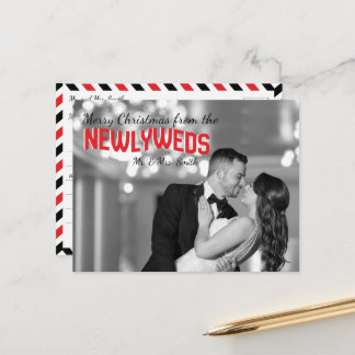Postal Newlyweds Christmas Holiday Photo Postcards