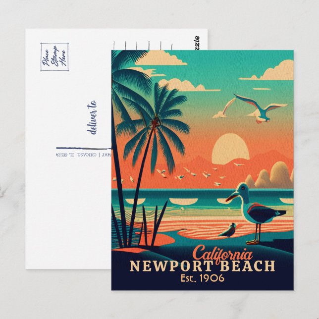 Postal Newport Beach California Sunset Souvenirs de los a (Anverso / Reverso)