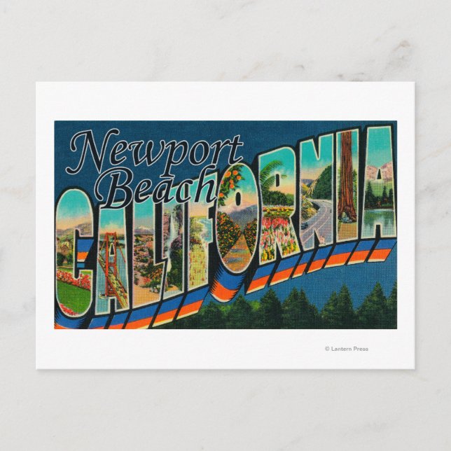 Postal Newport, California - Escenas de letras grandes (Anverso)
