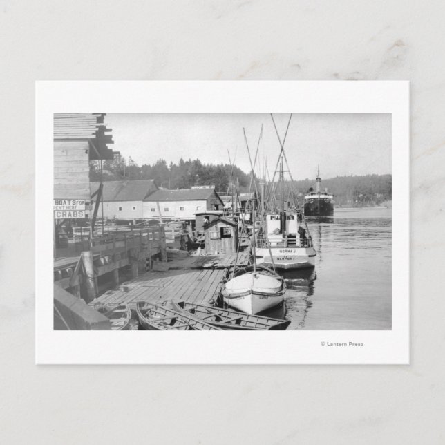 Postal Newport, Oregon Waterfront View of Fishing Boats (Anverso)