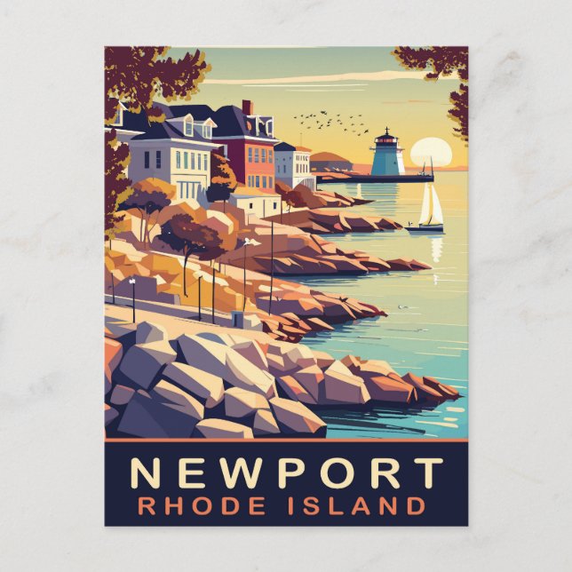 Postal Newport, Rhode Island, costa, Viajes (Anverso)