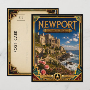 Postal Newport Rhode Island Vintage Arte Deco Edad Dorada