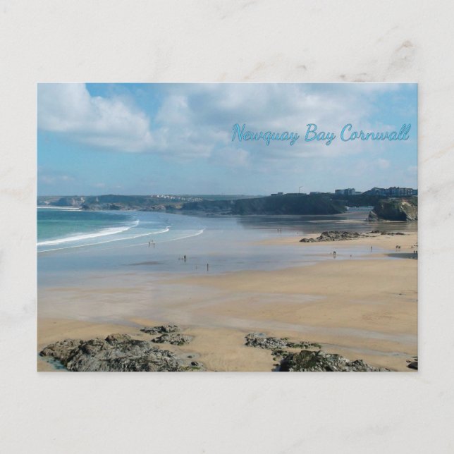 Postal Newquay Bay Beach Cornwall England (Anverso)