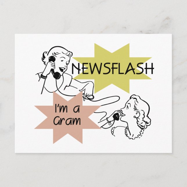Postal Newsflash Soy camisetas Gram y regalos (Anverso)