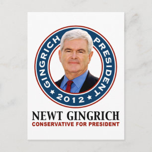 Postal Newt Gingrich Conservador para Presidente