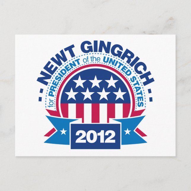 Postal Newt Gingrich para el presidente 2012 (Anverso)