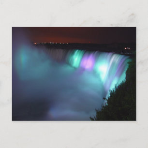 Postal Niagara cae Canadá Noche Aqua Postcard