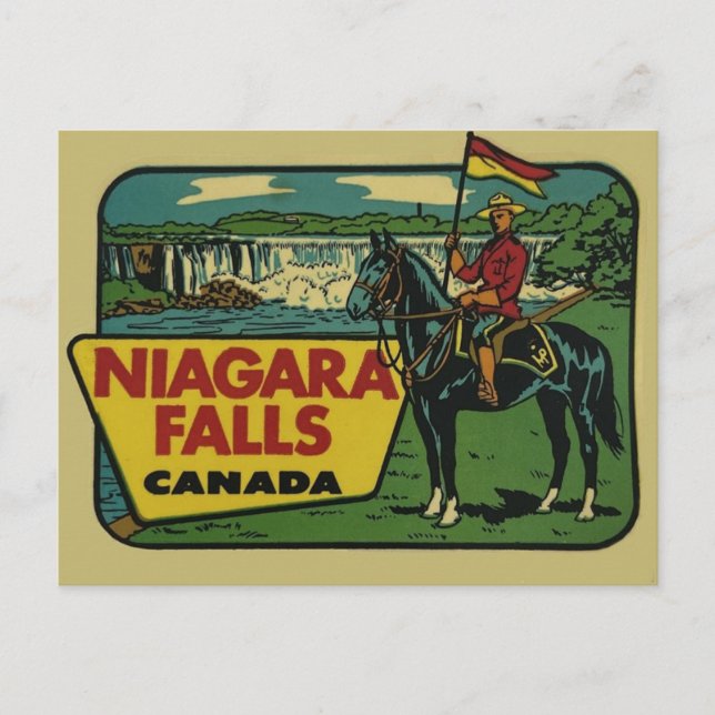 Postal Niagara cae en Canadá Viaje de cosecha con montaña (Anverso)