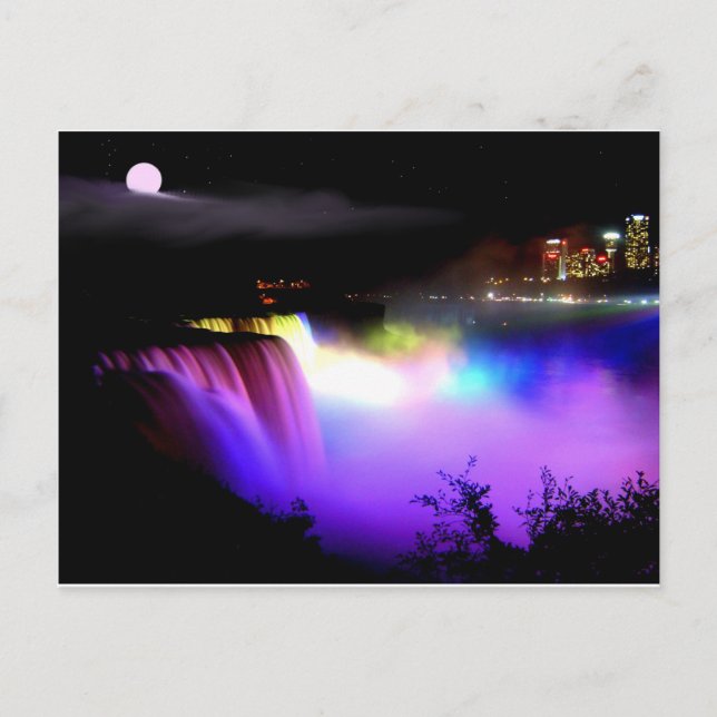 Postal Niagara-Cataratas bajo las luces de la noche (Anverso)