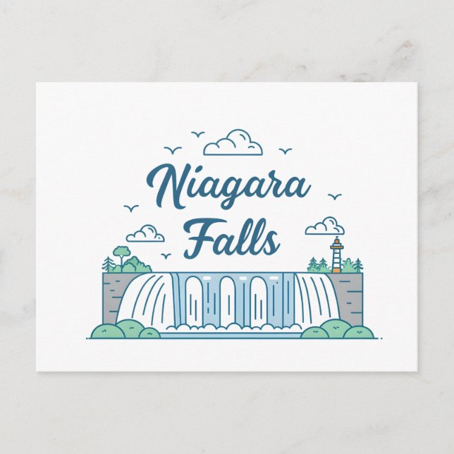 Postal Niagara Falls Minimal Flat Design Illustration (Anverso)