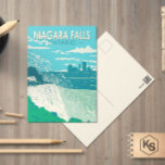Postal Niagara Falls Ontario Travel Art Vintage<br><div class="desc">Cataratas del Niágara en un estilo de arte vector. Su emplazamiento en la orilla oeste del río Niágara da a las Cataratas Horseshoe,  la zona más amplia de las cascadas.</div>