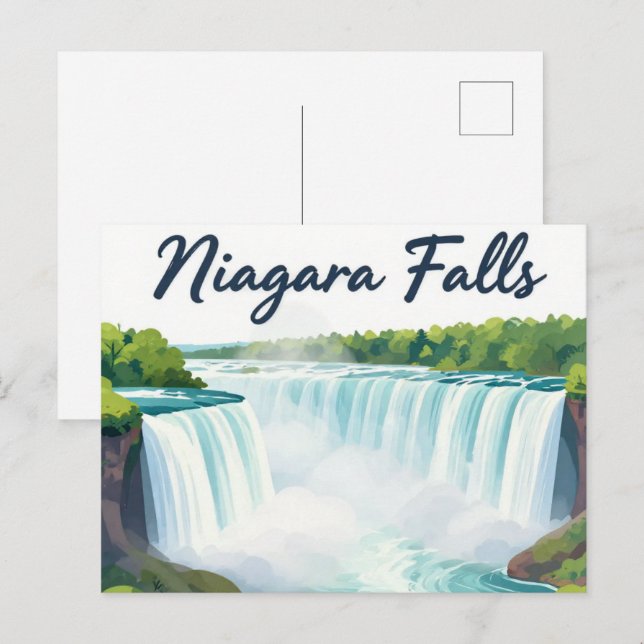 Postal Niagara Falls Painterly Landscape Illustration (Anverso / Reverso)