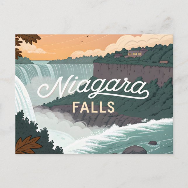 Postal Niagara Falls Retro Vintage Poster Illustration (Anverso)