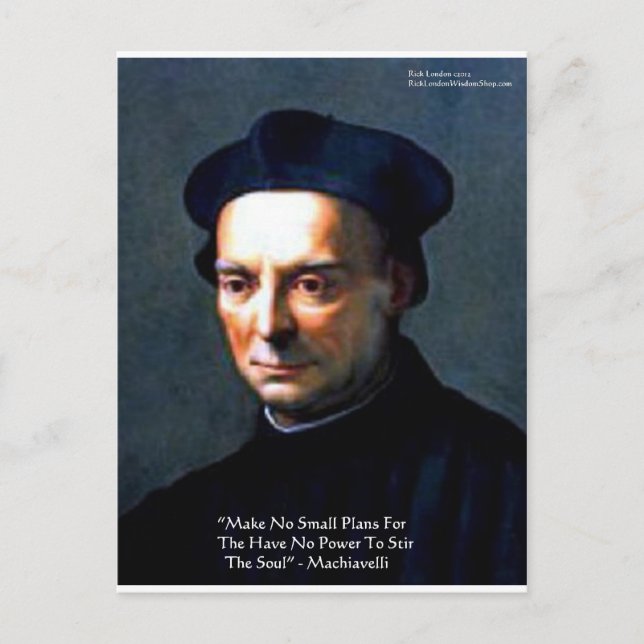 Postal Niccolo Machiavelli "Power" Wisdom Cita Regalos (Anverso)