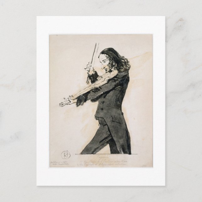 Postal Niccolo Paganini (1782-1840) que toca el violín, 1 (Anverso)