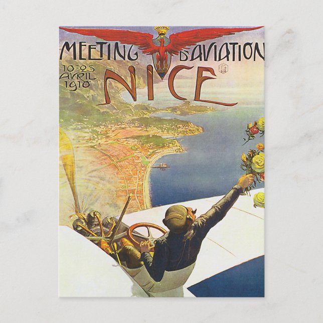 Postal Nice France Aviation Poster Art (Anverso)