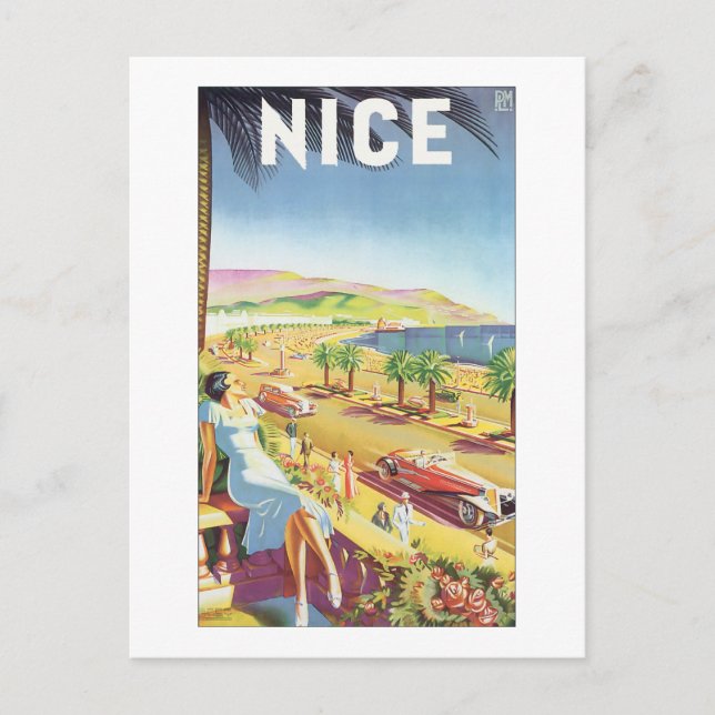 Postal Nice Vintage Travel Poster (Anverso)
