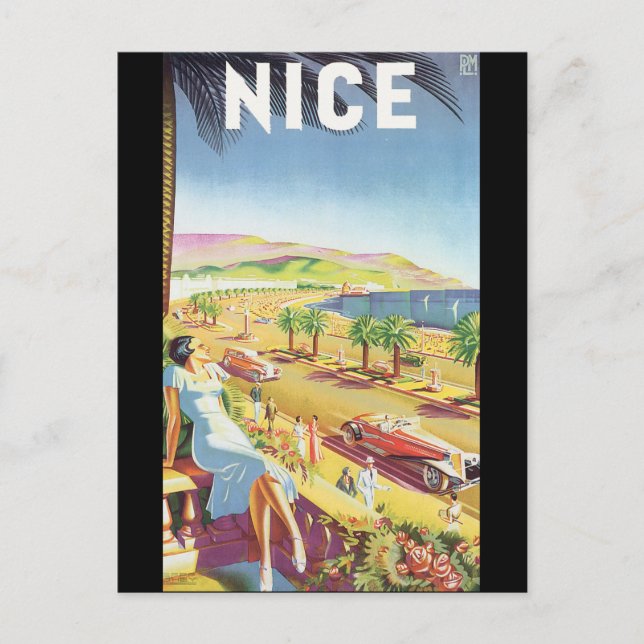 Postal Nice Vintage Travel Poster (Anverso)