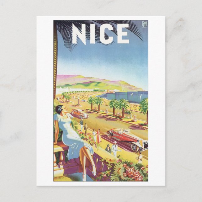 Postal Nice Vintage Travel Poster (Anverso)