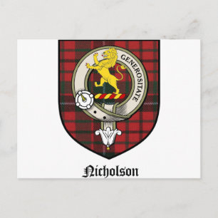 Postal Nicholson Clan Escudo Badge Tartan