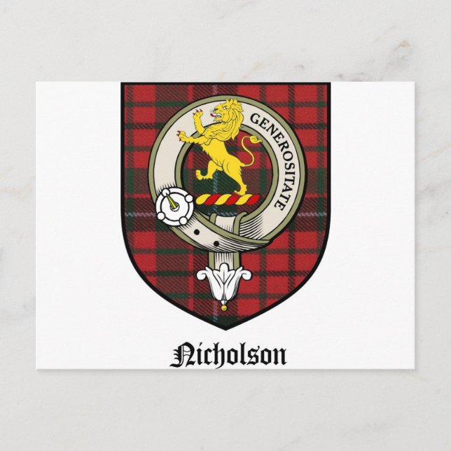 Postal Nicholson Clan Escudo Badge Tartan (Anverso)