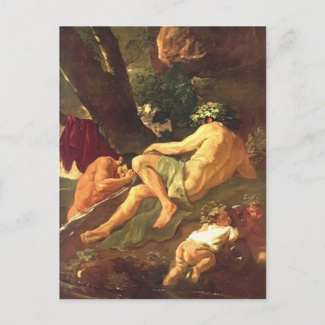 Postal Nicolas Poussin-Midas lavándose en el río Pactolus (Anverso)