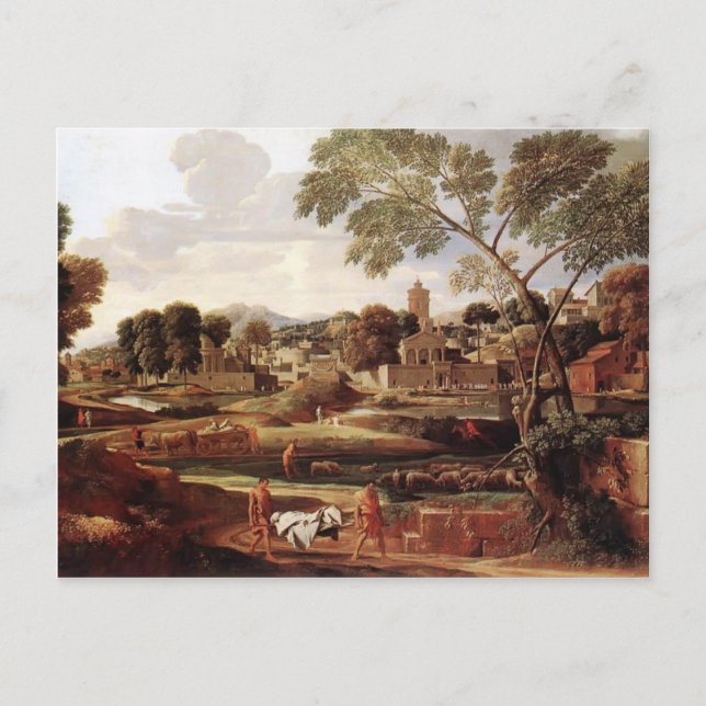 Postal Nicolas Poussin- Paisaje con Funeral de la Focion (Anverso)
