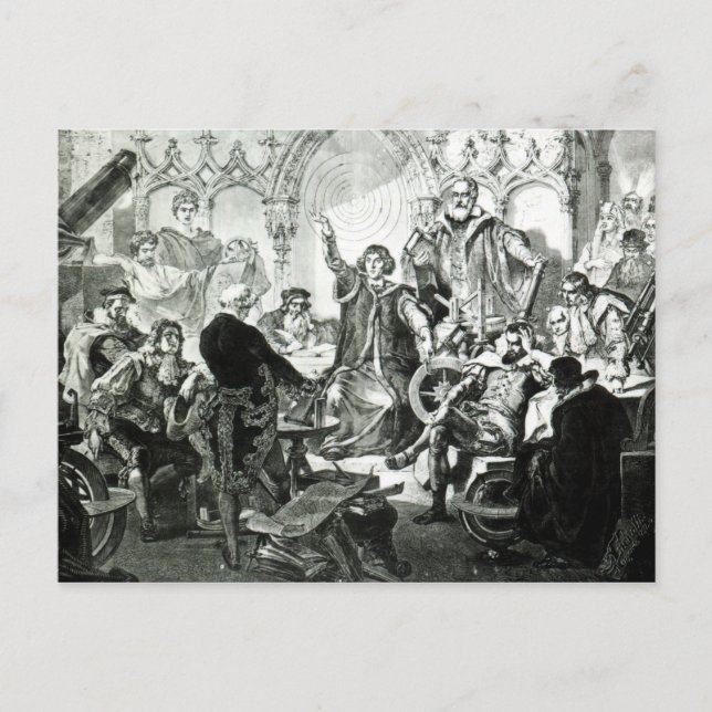 Postal Nicolaus Copernicus explica su teoría (Anverso)
