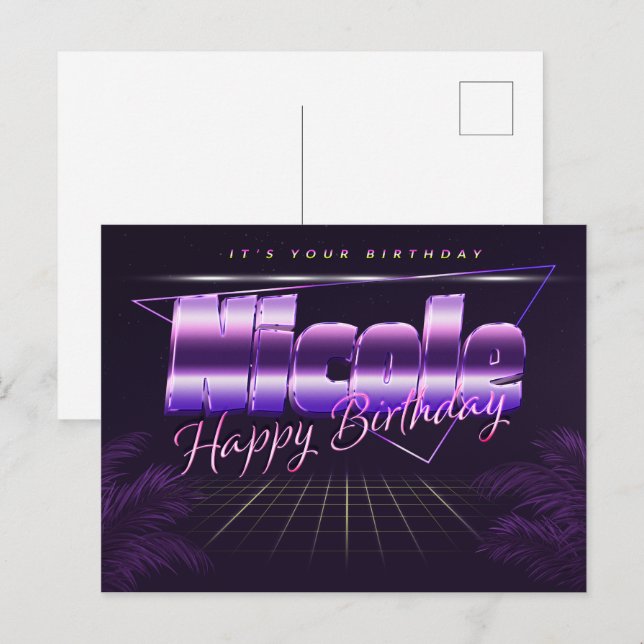 Postal Nicole Name Vorname lila Postkarte Geburtstag (Anverso / Reverso)
