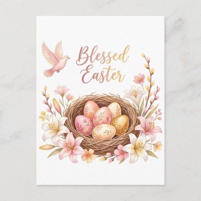 Postal Nido de Pascua con Huevos (Anverso)