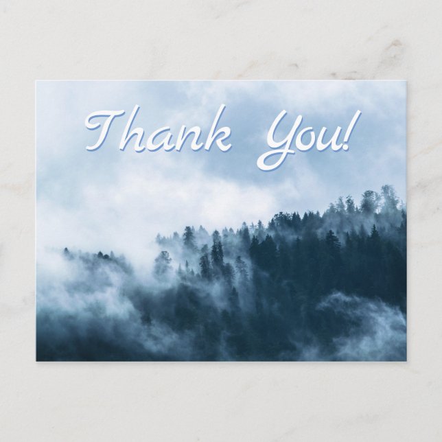 Postal Niebla Atmosférica sobre un Bosque. Gracias (Anverso)