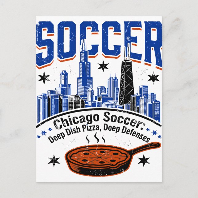 Postal Niebla de Chicago Invierno y Pizza Deep Dish (Anverso)