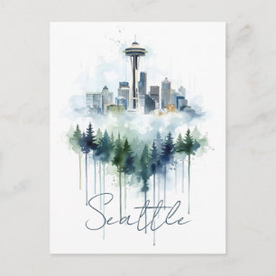 Postal Niebla de la Ciudad Esmeralda: Seattle
