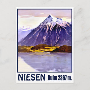 Postal Niesen, pico de montaña, Suiza, viaje vintage