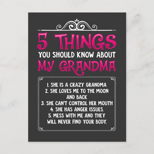 Postal Nietos divertidos Abuelos Abuela Mejor Abuela (Anverso)