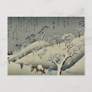 Postal Nieve ardiente en Asukayama por Ando, Hiroshige
