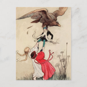 Postal Nieve blanca y Rosa roja princesa vintage cuento d