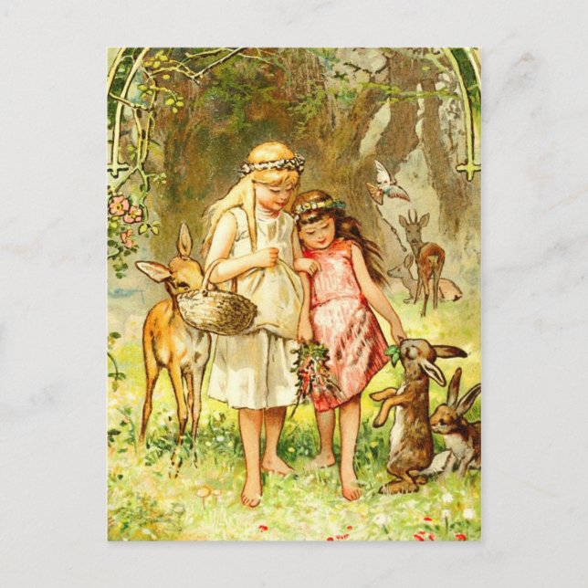 Postal Nieve-Blanco y Rosa-Rojo (Anverso)