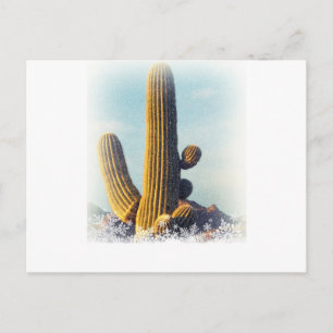 Postal Nieve cayendo sobre Saguaro