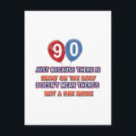 Postal Nieve de 90 años en el techo diseños de cumpleaños<br><div class="desc">Nieve de 90 años en el techo diseños de cumpleaños</div>