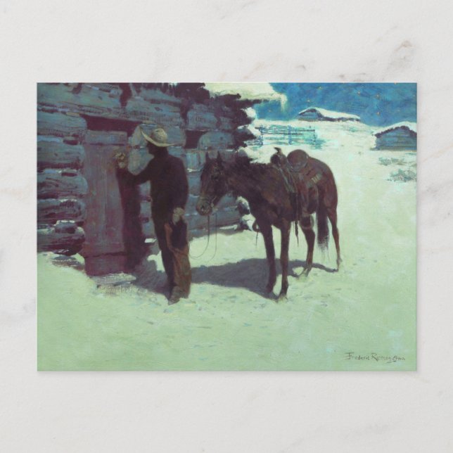 Postal Nieve de invierno de caballos y bovinas (Anverso)