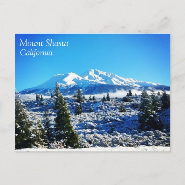 Postal Nieve de invierno en el Monte Shasta, CA (Anverso)