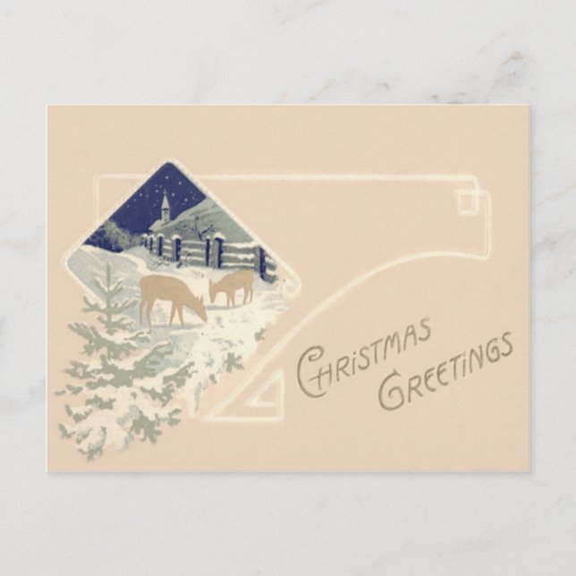 Postal Nieve de la Iglesia del Deer Evergreen (Anverso)
