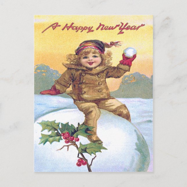 Postal Nieve de Niñita Cuidada Holly Nieve (Anverso)