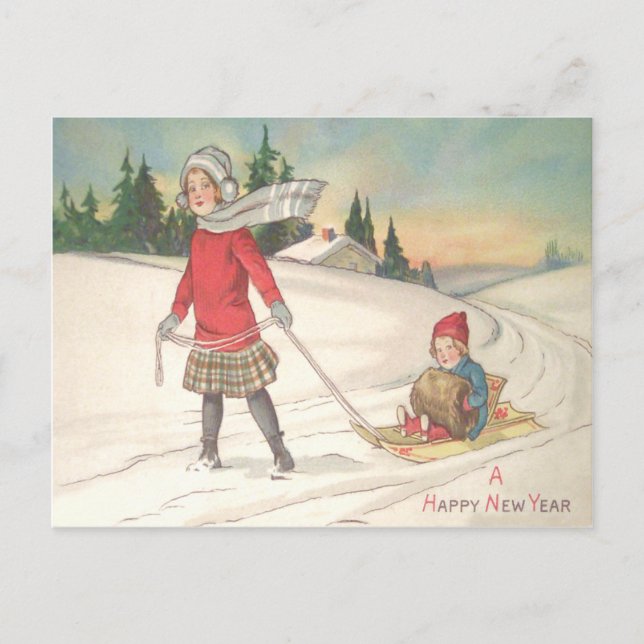 Postal Nieve espumosa de niños pequeños (Anverso)