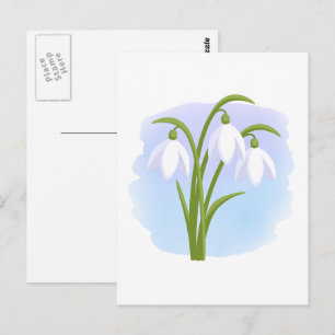 Postal Nieve - Flores de primavera sobre azul acuático