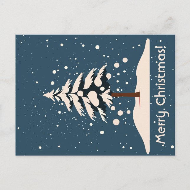 Postal Nieve, pino y Feliz Navidad (Anverso)