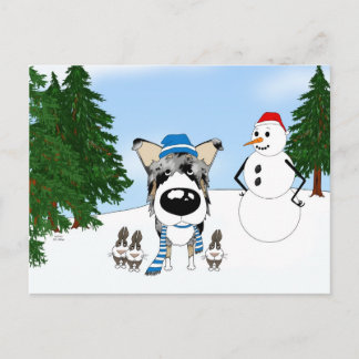 Postal Nieve suave de invierno Blue Merle Collie